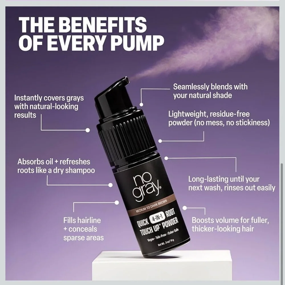 No Gray Black Quick 4-in-1 Root Touch Up Powder